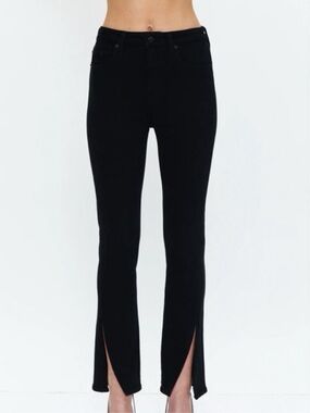 Pistola | Black Slim Flare Jeans with Front Slit